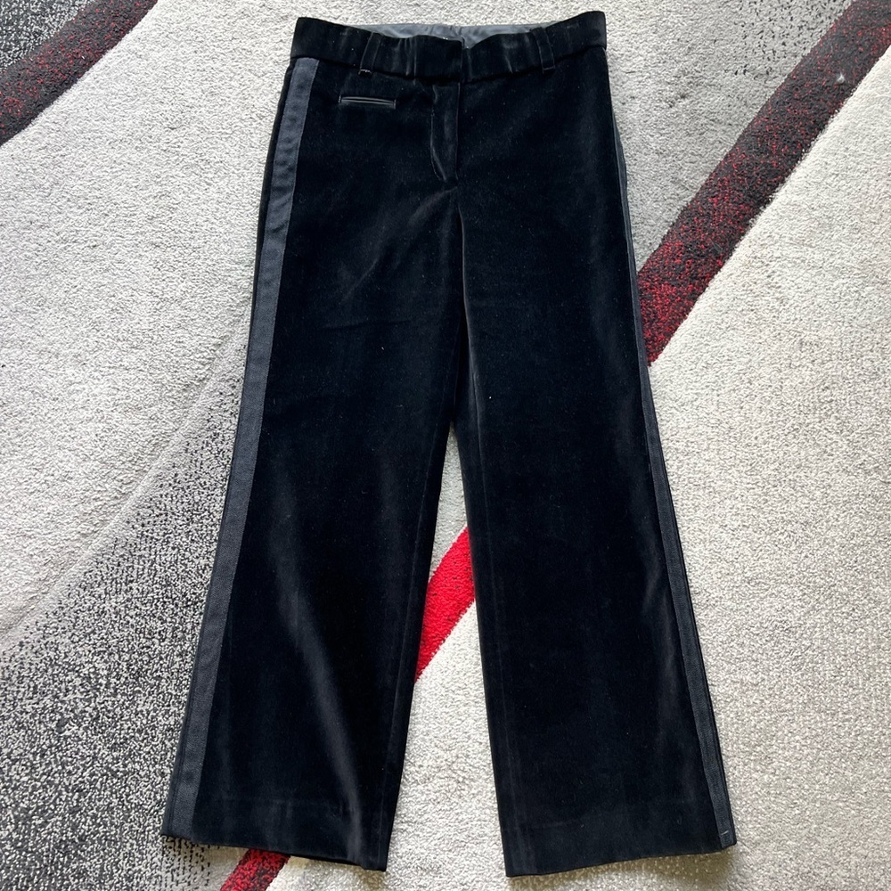 Marc Jacobs Black Velvet Wide Leg Side Stripe Trouser Pants